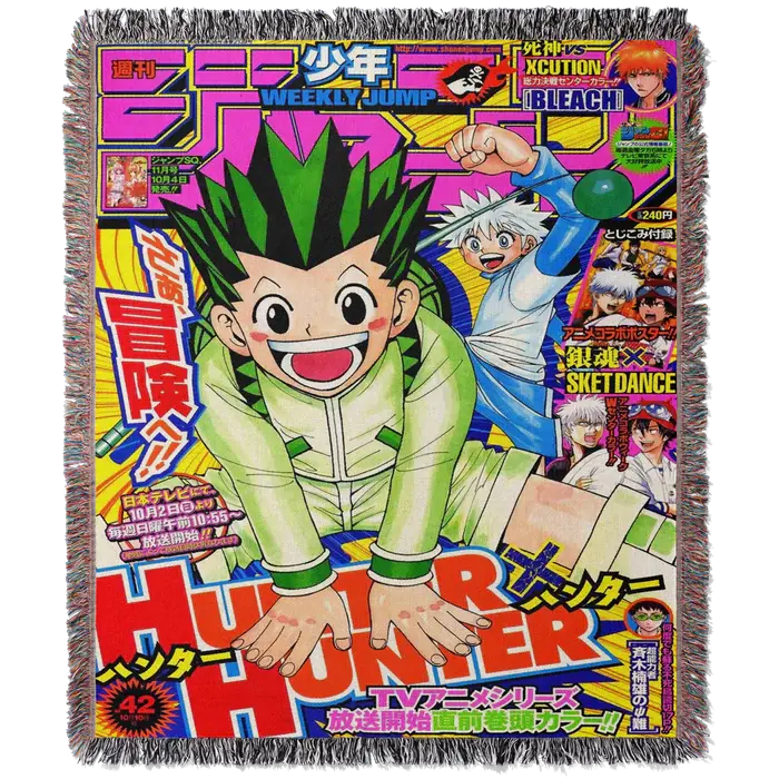 Hunter Custom Woven Blanket Tapestry Featuring Anime Hunter Magazine Cover Design TikTok Viral