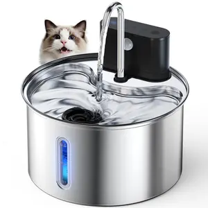 Cityflee Cat Water Fountain, Stainless Steel Pet Water Fountain for Cats Inside, Ultra-Quiet Pump, 3.5L/118oz Automatic Dog Dispenser Water Bowl, Multiple Pets Water Fountain Square