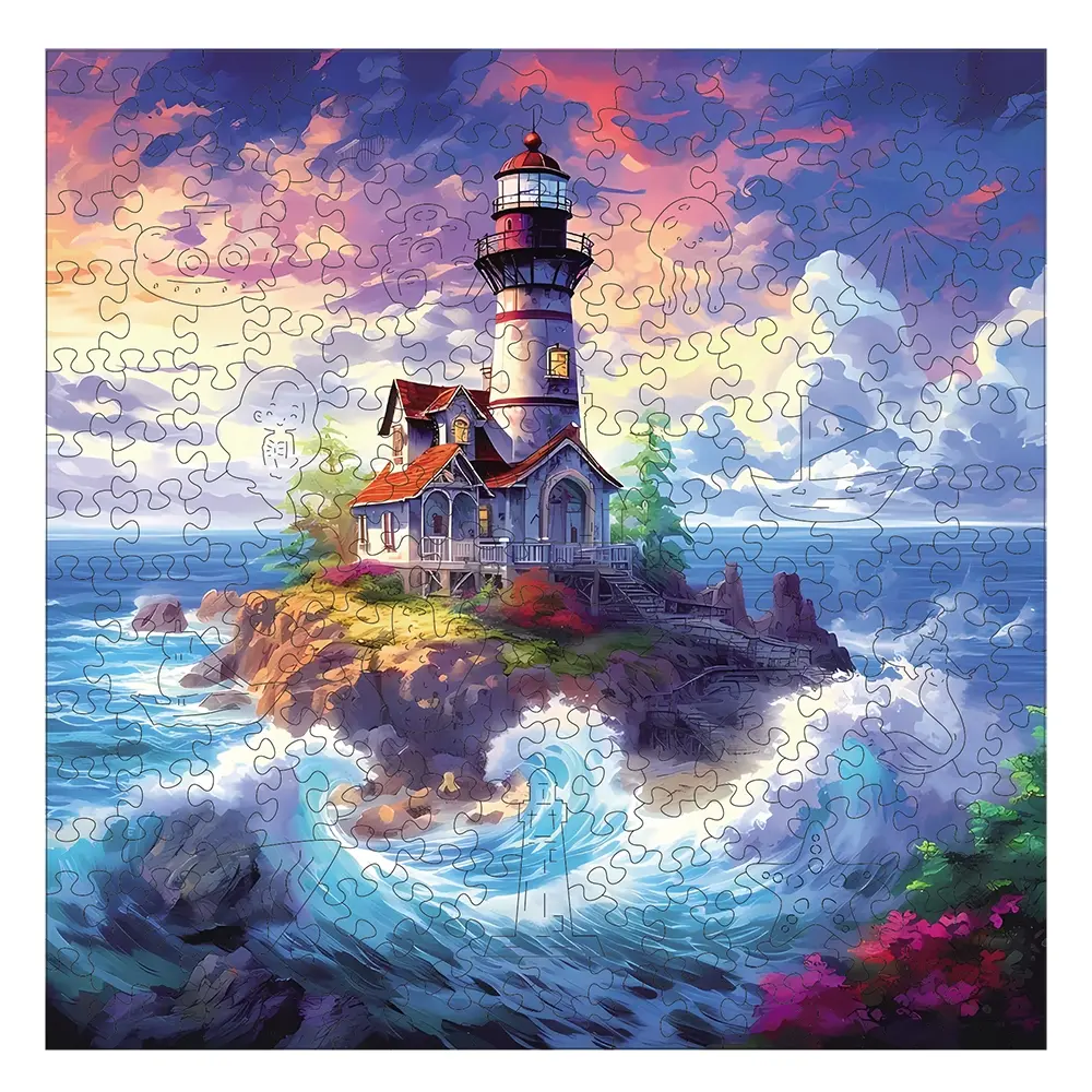 Wooden Lighthouse Puzzle Game, Wooden Puzzles, High Difficulty Toy, Adult Focus Training, Halloween Christmas Birthday Gift, Home Decor