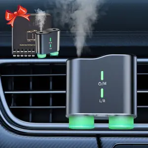 Smart Car Air Freshener, Dual-Channel Car Mount Diffuser, Car Air Freshener Diffuser Long Lasting with Three Adjustable Modes,Auto On/Off Car Aroma Diffuser, Aromatizante para Carro with 6pcs Essential Oils, Car Interior Diffusers