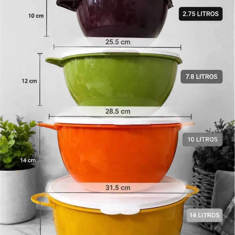 Retro tableware bowl 4-piece kitchen storage bowls  mix colors  and sizes