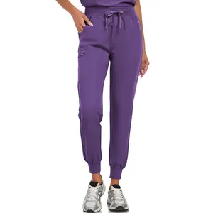 VECARDI Purple Jogger Scrub Pants | Ultra Soft Stretch Medical Pants with Deep Pockets for Long ShiftS