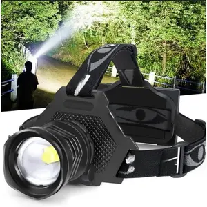 LED Headlamp USB Rechargeable, Head Lamp XHP70 Super Bright 90000 High Lumen with 5 Modes, Batteries Included, Zoomable, Waterproof Headlight for Camping Hunting Running Fishing Biking (Black) : Sports & Outdoors