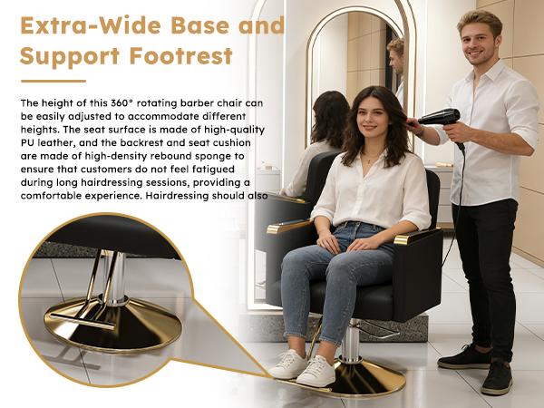Hydraulic Salon Chair 360° Swivel - Professional Barber Stylist Chair with Pump, Retro Heavy Duty Barber Chair,Non-Tilting Hairdressing Chair for Salon Tattoo Spa, Black Gold Stylist Equipment (Single Pack) Hydraulic Salon Chair 360° Swivel - Professional Barber Stylist Chair with Pump, Retro Heavy Duty Barber Chair,Non-Tilting Hairdressing Chair for Salon Tattoo Spa, Black Gold Stylist Equipment (Single Pack)