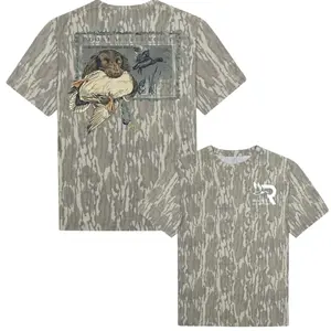 Roost Waterfowl Boykin Stamp Camo Shirt - Mossy Oak Washed Bottomland Mallard Tee- Soft Stretch Cotton, Full Size S-5XL