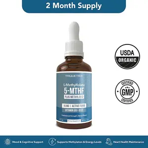 Triquetra Health L- Methylfolate 15mg + B12 Pro Strength, Liquid 5-MTHF Form, Supports Mood, Methylation, & Cognition Supplement Energy Levels Vitamin Methylcobalamin