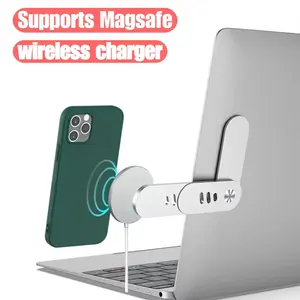 Laptop Phone Holder, Magnetic Laptop Side Mount Clip, Adjustable Aluminum Alloy Computer Monitor Expansion Bracket