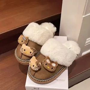 Cat Design Slippers with Soft Fuzzy Lining for Cozy Comfort Women Girl Slide Footwear Adorable Kitty Design Walking Shoes Flipflop