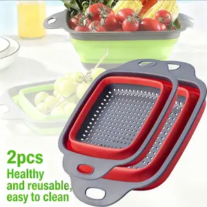 2pcs Collapsible Colander, Collapsible Strainers for Kitchen, Strainer Colander for Draining Vegetable Fruit, Kitchen Food Strainer, Easy to Clean and Reusable, The Perfect Kitchen Tool
