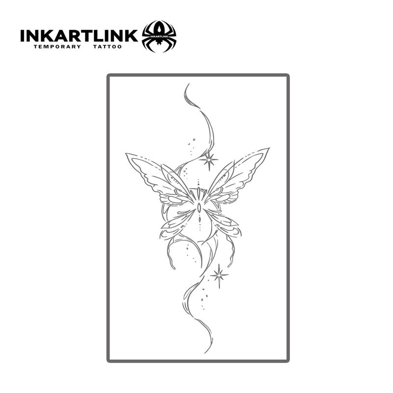 INKARTLINK Tattoo Tech, 2 Sheets Semi-Permanent Temporary Tattoos ,Butterfly Wing,Adult Art Design,Lasts 1-2 Weeks, Waterproof, Realistic Look, No Adhesive, No Reflection,For Man And Woman,Ideal for Swimming, Party