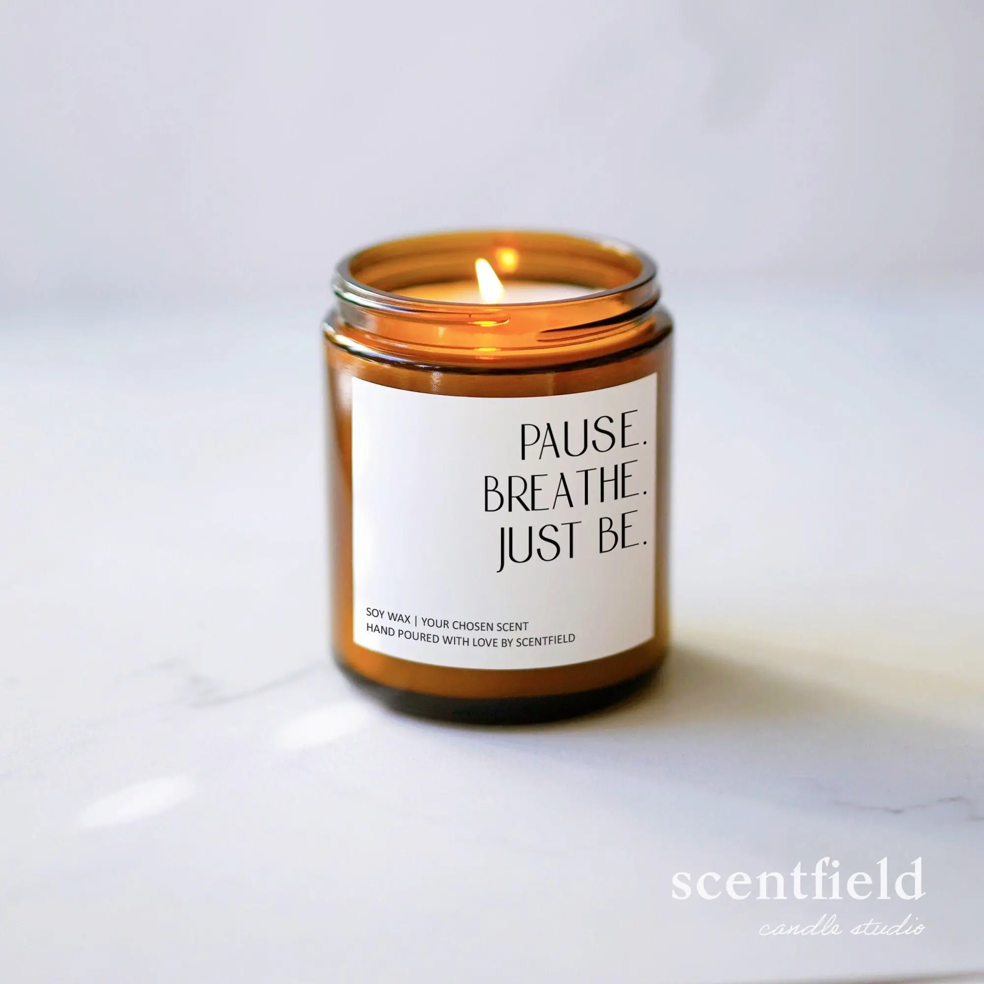 Pause Breathe Just Be Soy Candle, Zen Birthday Gift for Sister, Daughter Yoga Practice Meditation Candle, Relaxation Aromatherapy Candles