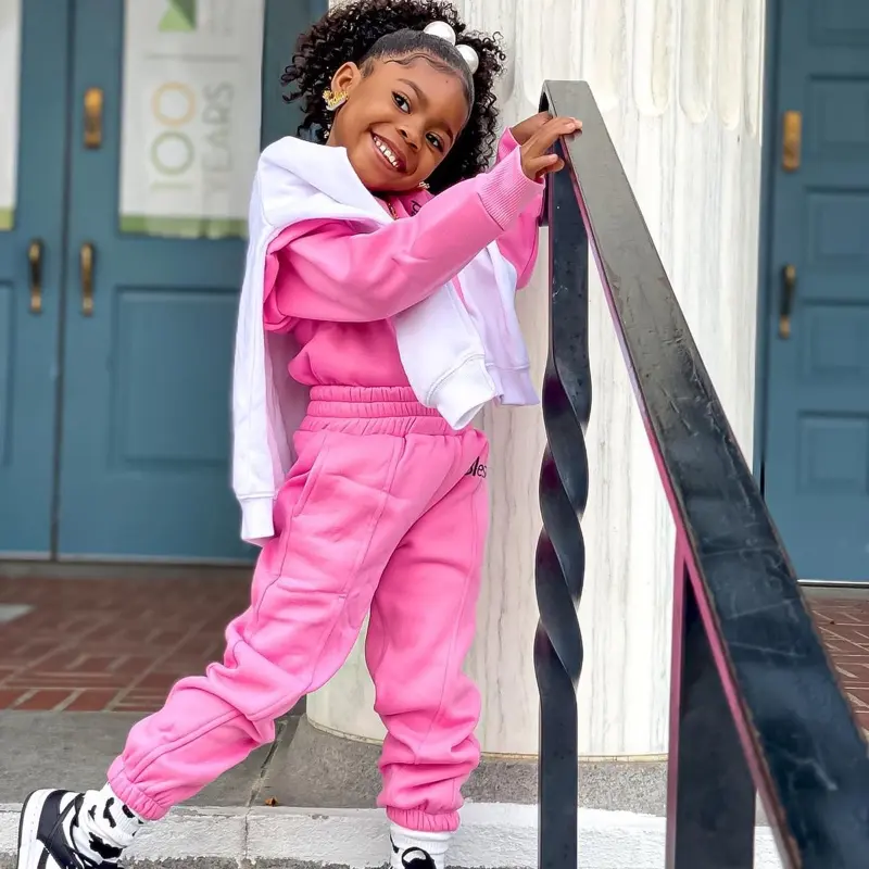 Embroided Blessing pink Sweater set Clothes