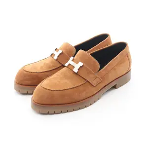 Pre-owned HERMÈS Suede Small Leather Goods Hermes Faubourg Mocassin Loafers