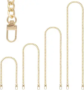 4 Pieces Different Sizes Iron Replacement Flat Chains Iron, Metal Chain Strap for DIY Purse Handbag Shoulder Crossbody Bag Clutch (15.4 Inch, 23.6 Inch, 31. 4 Inch, 47.2 Inch) Gold RAPUDA