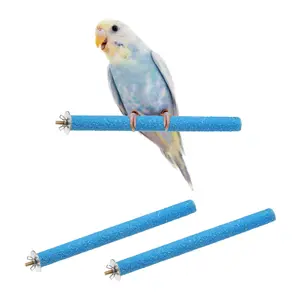 PETAXCELL Bird Perch Stand, Colorful Paw Grinding Stick, Wood Rough-surfaced Perch Parrot Stand 25 x 2 Cm, (Blue, 2pcs), Intended for Home / Animal Parks / Pet Stores