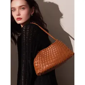 Composite Leather Handwoven Crossbody Bag, 2026 New Luxury Casual Shoulder Bag, French Vacation Style, Colors Available