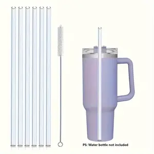 6pcs Replacement Reusable Straws With Cleaning Brush, Suitable For Sports Water Bottle