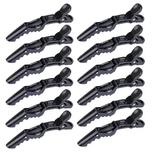 12 count Hair clips for Styling - Wide  & Double-Hinged Design -  Styling Sectioning Clips of Professional Hair Salon Quality (Black without Logo)