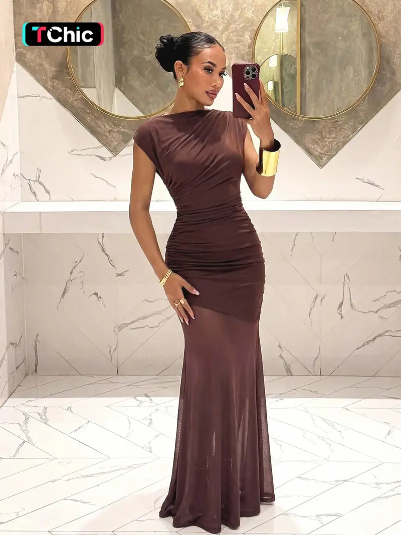 blue dress for baby girl Long Sleeve Knit Cami Maxi Dress Women Skin Tight Elegant Club Party F main image 1