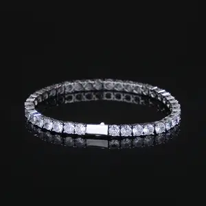 4mm-5mm Round Cut Tennis Bracelet for Men Women, Classic AAAAA+ Cubic Zirconia Hypoallergenic Bracelet, Simulated Diamond Tennis Chain Size 7-8 Inch