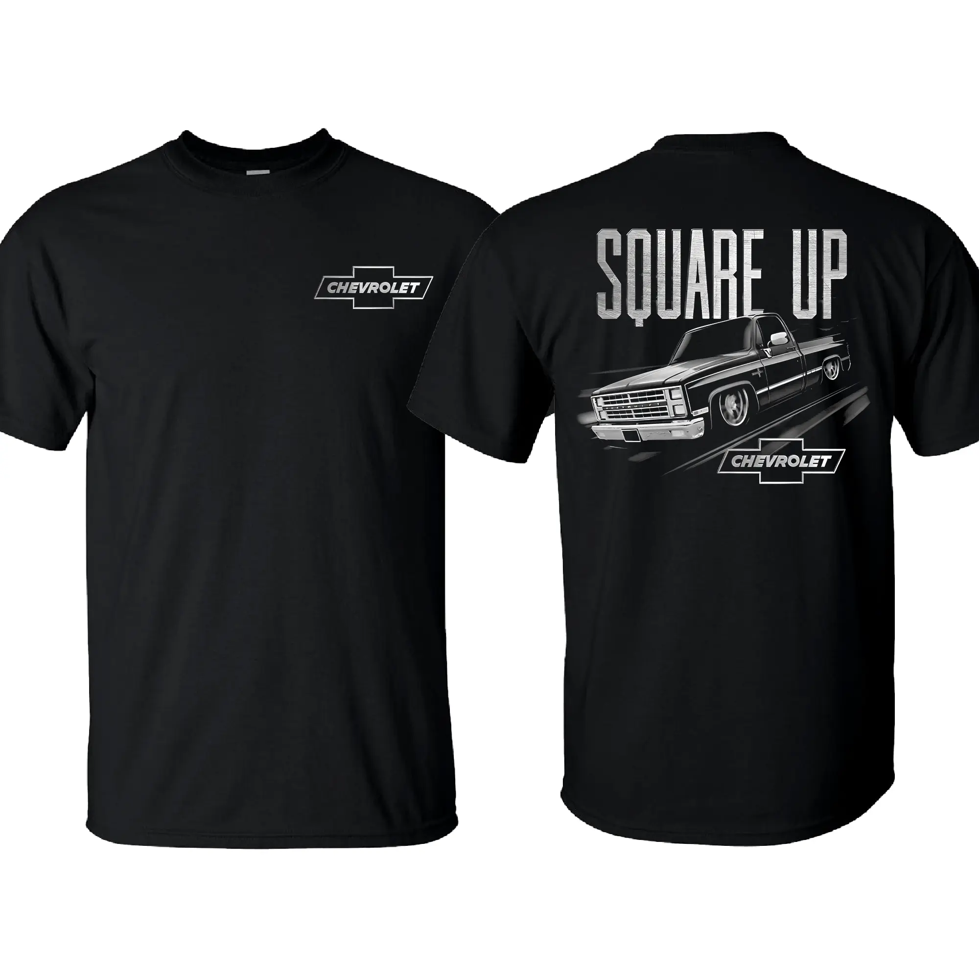 Men's Retro Squarebody Trucks Car Pattern Tshirt - USA-Made Casual Graphic Tee, Stylish Graphic Tee for Chevy Gang Truck Lovers