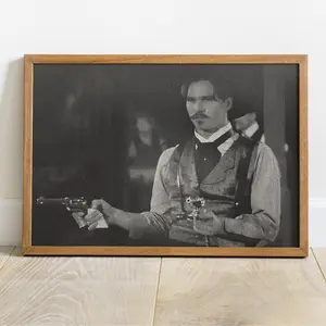 Doc Holliday Poster Print: Tombstone Movie Scene, Western Outlaw Art, Black And White Western Print For Home Or Bar Decor, Poster Unframed Decor Glossy