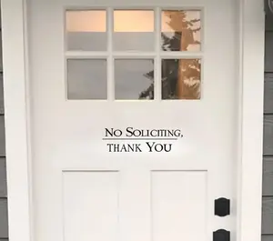 No Soliciting Sign Sticker for Front Door – Vinyl Decal for Home, Office, Business, Apartment, Storefront – No Sales, No Flyers, No Religion, No Political Canvassing, No Visitors – Easy to Apply Privacy Notice Label for Entryway, Window, Wall, Gate