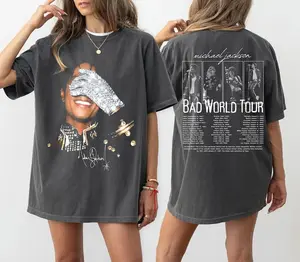 Comfort Colors Michael Jackson Tee, Michael Jackson Bad World Tour 1987 T-Shirt, King of Pop Unisex Fan Gift, Graphic Tops