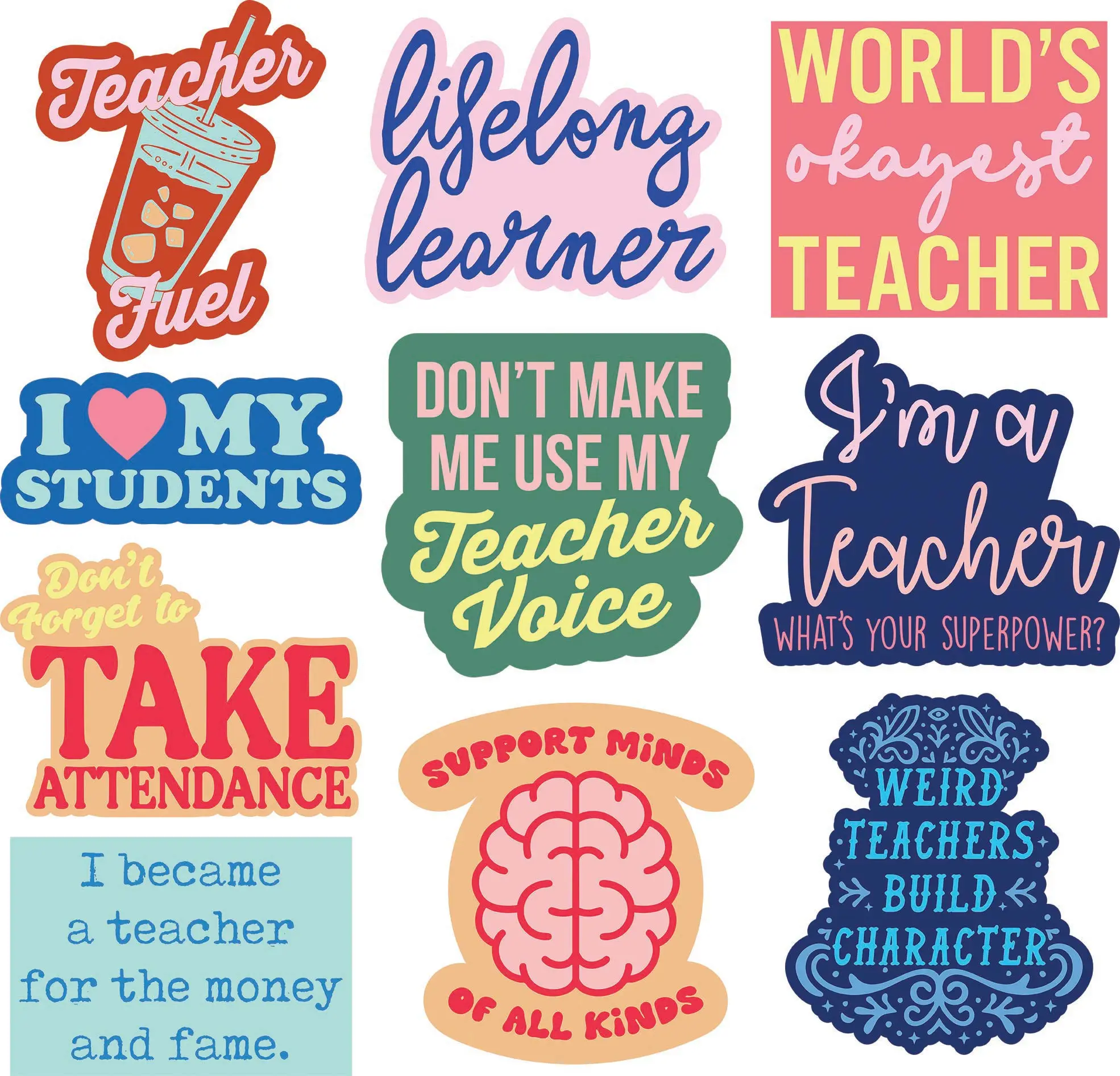 Teacher Sticker Extra Large Stickers for Adults Funny School Adhesives with Memes Funny Stickers with Colorful Graphic Decals Funny Teacher Multi Teacher Sticker Extra Large Stickers for Adults Funny School Adhesives with Memes Funny Stickers with Colorful Graphic Decals Funny Teacher Multi
