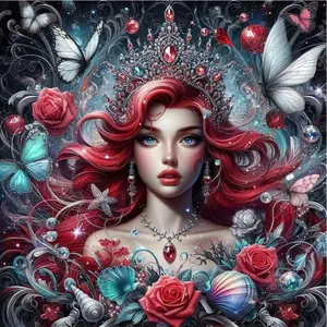 5D DIY Full Drill Round Diamond Painting Kit - Diamond Art Painting Set Butterfly, Red Rose, Shell Mosaic, Canvas - DIY Decorative Painting, Home Wall Decor, Suitable for Halloween and Christmas, Birthday and Anniversary Gifts