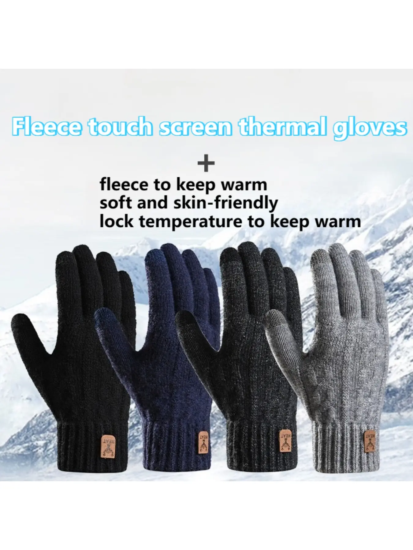 Winter Warm Hand Gloves Touch Screen Fleece Lined Thick Knitted Cycling Cold-Proof Men's and Women's Five-Finger Woolen Gloves