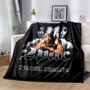 Customizable 2Pac Blanket with Personalized Name - Cozy Flannel Blanket for Music Lovers, Great for Home, Office, Bedroom or Gaming - Suitable for beds and sofas can also be given as a gift