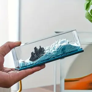 Fluid Creative Decorative Piece with Pearl Base, Square Floating Design for Home Office Decoration, Stress Relief Toy for Kids Adults