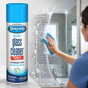 Sprayway 19oz Glass Cleaner, Heavy Foam Glass Cleaner Spray, No Drip Formula for Easy Window & Mirror Cleaning, Streak-Free Shine on Glass Mirrors Fiberglass, Ammonia-Free with Fresh Scent, Quickly Dissolves Grease and Grime