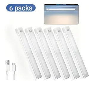 6-piece set of magnetic LED under-cabinet lights, USB-rechargeable, with motion sensors and motion-activated lighting; ideal for kitchens, bedrooms, wardrobes, and sink areas; modern cabinet lights summerwins