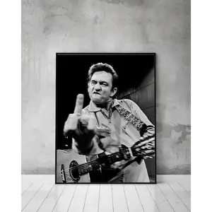 Johnny Cash Poster, Concert Poster, Black and White Decor Glossy Gifts Decoration Frames Ornaments
