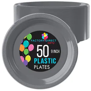 9 In. Silver Plastic Plates | 50 Count 9 In. Silver Plastic Plates | 50 Count