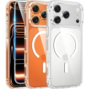 for iPhone 17 Pro-Max Case: Clear Magnetic Phone Cases with Screen Protector Compatible with Magsafe Slim Anti Yellowing Rugged Shockproof Protective Transparent Cell Cover (A-Clear)