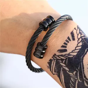 Simple and fashionable daily wire rope twisted wire bracelet retro hip-hop street style couple friends gift jewelry