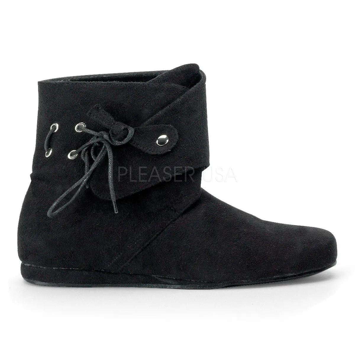 Men's Black Microfiber Renaissance Ankle Shoe - Durable, Stylish Slip-On Boot, Size L (Men's 12-13) for Costume Wear, Casual Use, Footwear