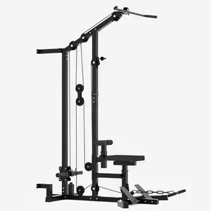 【May Deal】TOUSAINS Foldable Lat Pulldown & Row Machine, 330lbs Capacity, Home Gym LAT Tower & Cable Row Station with Dumbbell Clamps for Back and Strength Training