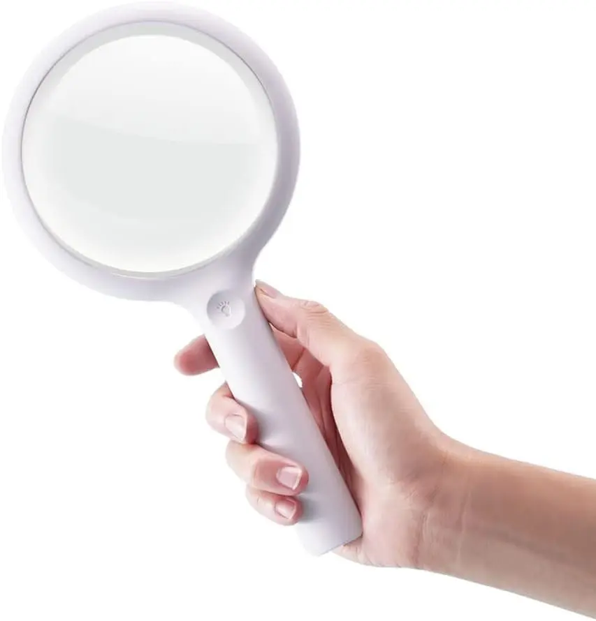 Rechargeable 30X Handheld Large Magnifying Glass with 20 LED Light 3 Modes, Illuminated Magnifier for Seniors Reading Inspection Coins Jewelry