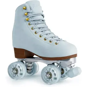 Roller Skates for Women or Men with Height Adjustable Rubber Stoppers Retro Suede Quad Roller Skates for Outdoor and Indoor