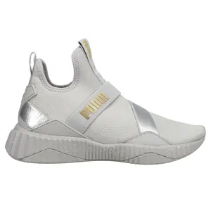 PUMA Womens Defy Metallic Slip On Training Sneakers Shoes - Grey
