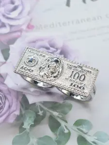 Fashion Punk Style $100 Bill Two Finger Ring, Square Shaped Ring, Perfect for Daily Wear, Parties, Festivals, Gifts for Men, Father, Friends