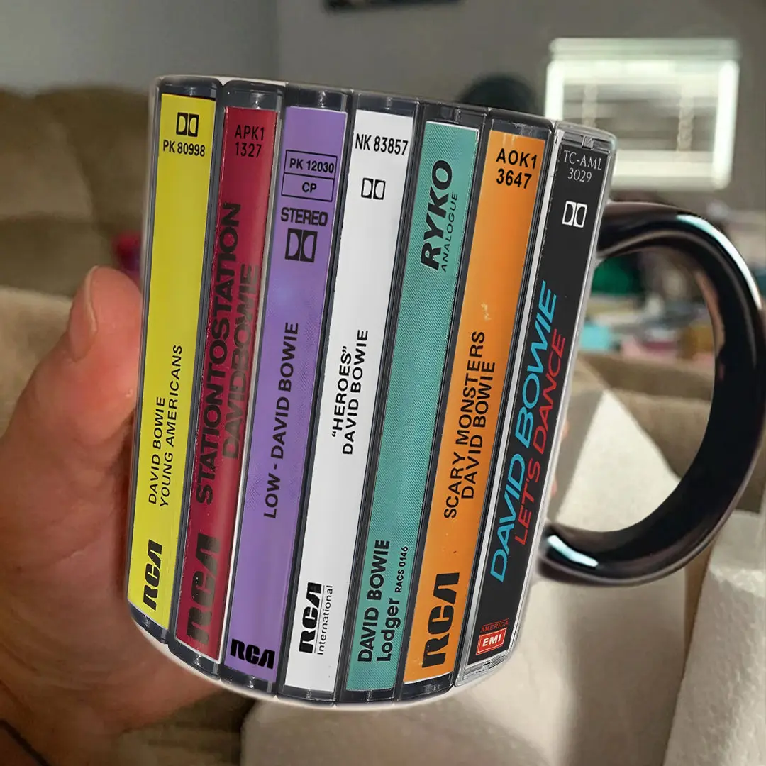 3D Embossed Accent Mug David Bowie Albums Cassette Collection Retro Accent Mug