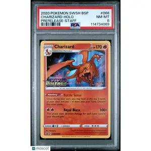 —Charizard #66 066 Sword & Shield Promos 2020 Pokemon Swsh Black Star Promo— Holo Prerelease-Staff PSA 8