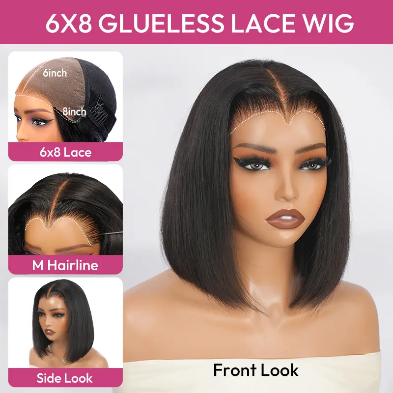 Glueless 6x8 Bob (M Shaped Hairline)