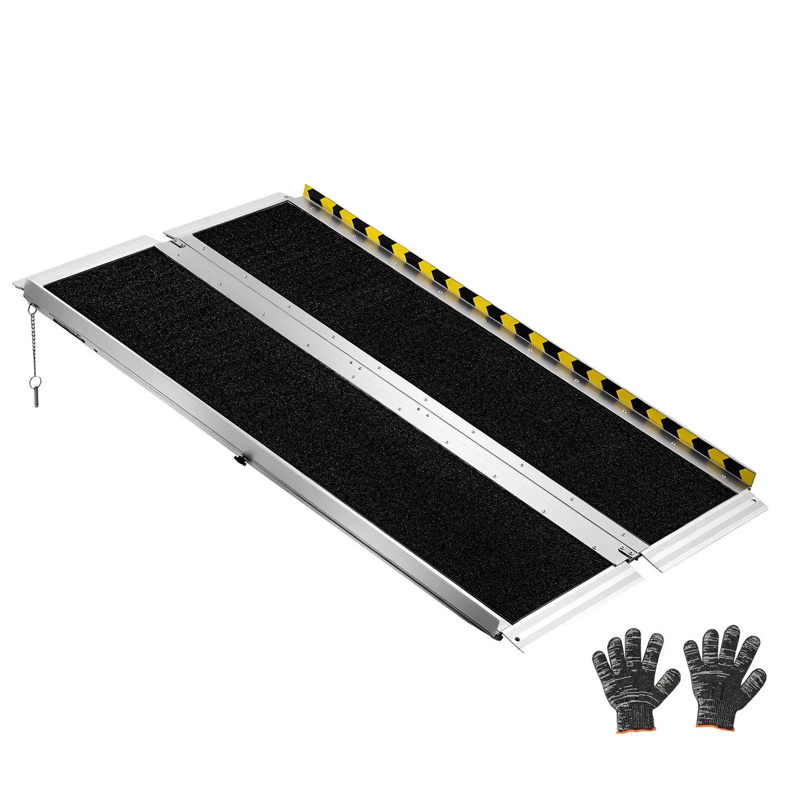 【Summerfinds】VEVOR 4FT Portable Non-Slip Metal Folding Wheelchair Ramp with Locking Pin, Ergonomic Handle, Foldable Side Flap, 800 lbs High Load Capacity, Smooth Threshold Transition for Convenient Mobility, Post-Surgery Recovery & Home Cargo Loading