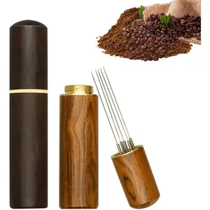 2 count Espresso Distribution Tool, Espresso Stirrer Tool with   Handle and Base, 5  Espresso Coffee Stirrers Espresso  Distributor for  Kitchen Cafe (Walnut and Rosewood)